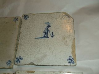 One (1) Antique Dutch 18th Century Delft Blue & White Tile Croquet/Man 3