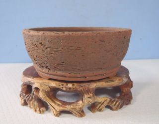 Vintage Rare Tokoname " Iron Sand " Bonsai Pot Signed Early To Mid 1900 - S U 7