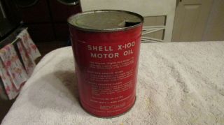 Vintage Shell York San Francisco X - 100 Metal Motor Oil 1 Quart Can 1950s 3