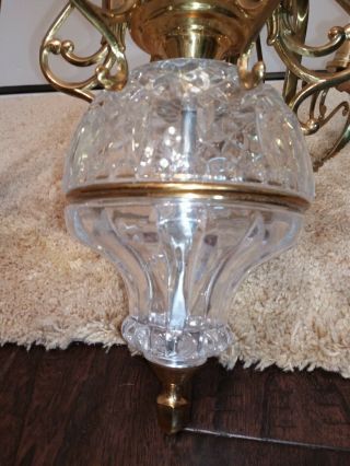A Vintage Crystal and Brass 6 light Candelabra Chandelier 2