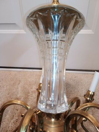 A Vintage Crystal and Brass 6 light Candelabra Chandelier 3