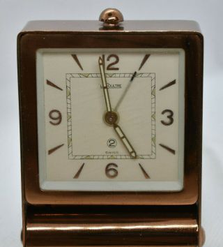 Vintage Le Coultre 2 Day Swiss Alarm Travel Clock Box & Instructions 2