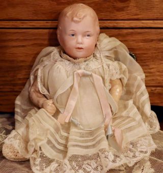 Antique All Orig 7 1/2 " German Bisque Gebruder Heubach Character Doll Mold 8729