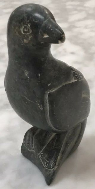 Vintage Inuit Bird Perched Soapstone Carving Eskimo Folk Art Sculpture Figure