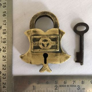 001 Old Or Antique Solid Brass Small Miniature Padlock Lock Key Very Decorative