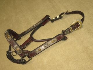 Vintage Western Horse Size Show Halter With Lovely Sterling Silver