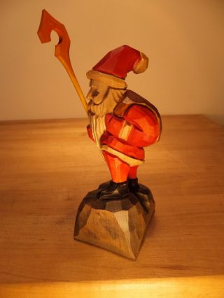 Santa Claus Oberammergau Wood Carving Santa With Walking Stick