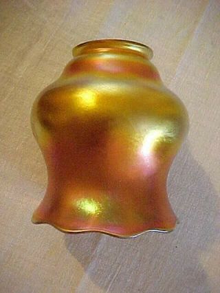 Steuben Aurene Tiffany Favrile Gold Iridescent Art Glass Lamp Shade 2 - 1/4 " B