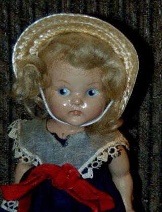 Vintage Ginny Doll Strung Painted Eyes Tagged Medford Dress