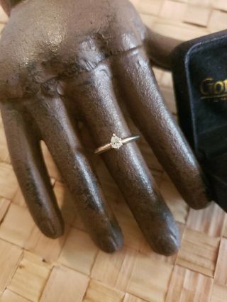 VINTAGE 14K WHITE GOLD 1/4 CT (. 25) DIAMOND ENGAGEMENT RING PEAR SHAPED SIZE 6 2