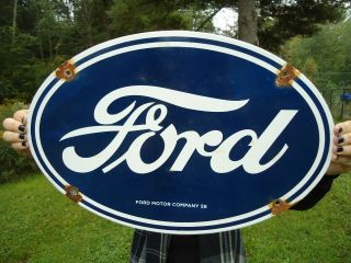 11 " X 16.  5 " Vintage 1958 Ford Motor Company Dealership Porcelain Sign