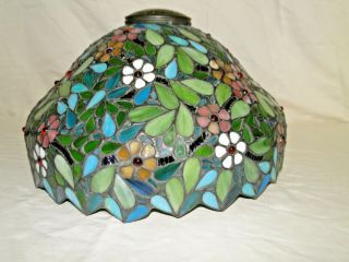 Vtg Stamped Numbered Dale Tiffany Stained Glass Lamp Shade Floral 16 