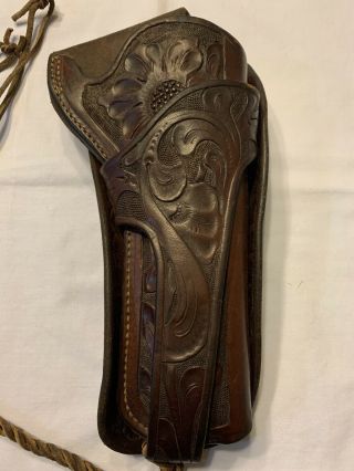 Vintage George Lawrence Tooled Carved Leather Floral Holster 130f Rh 5.  5 " Sa