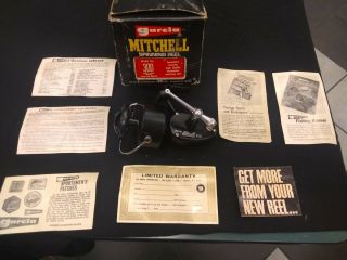 Vintage Fishing Nos Garcia Mitchell Model 300 Spinning Reel Right Handed,  Papers