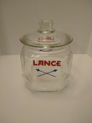Vintage Lance 8 - Sided Glass Cracker/cookie Jar With Lid Store Display