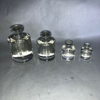 4 Vintage Solid Glass Weights For Balance Scales In Grams Apothecary Pharmacy