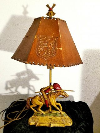 Vintage Cast Iron Table Lamp Of Don Quixote Man Of La Mancha Cervantes