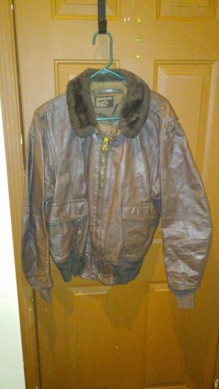 Vintage Brill Bros Inc.  G - 1 Usn Leather Flight Jacket.  Size 46