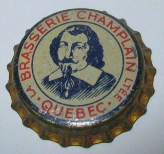 Brasserie Champlain,  Quebec Beer Bottle Cap; Red Text; Canada; Cork