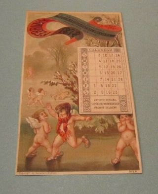 February 1878 Donaldson Brothers Calendar Victorian Trade Card Five Points Ny