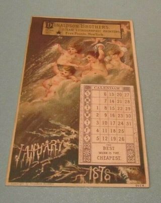 January 1878 Donaldson Brothers Calendar Victorian Trade Card Five Points Ny
