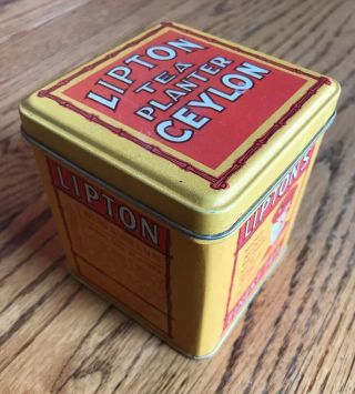 Retro Lipton Tea Planter Ceylon Metal Tin,  Yellow Label,  Bristol Ware,  3.  5”