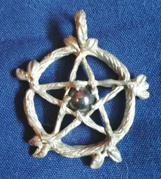 Pentacle Pendant With Hematite Stone And Wooden Branch Design Unique Handmade