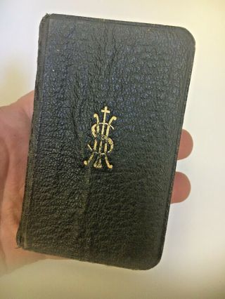 Antique C.  1911 Miniature " Key Of Heaven " Leather Bound Gilt Prayer Book Belgium