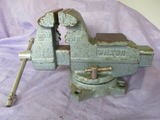Vintage Wilton Bench Vise With 3 1/2 " Wide Jaw,  Swivel Base & Pipe Jaws