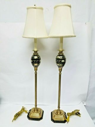 Frederick Cooper Brass Candlestick Banquet / Buffet Lamp Tall S&h