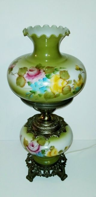 Gone With The Wind Gwtw Lamp Hand Painted Yellow Roses Large