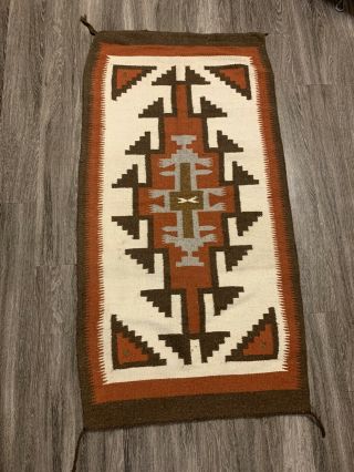 Vtg Navajo Saddle/horse Blanket 60 " X 30 " W/tassels Southwest Wool Rug