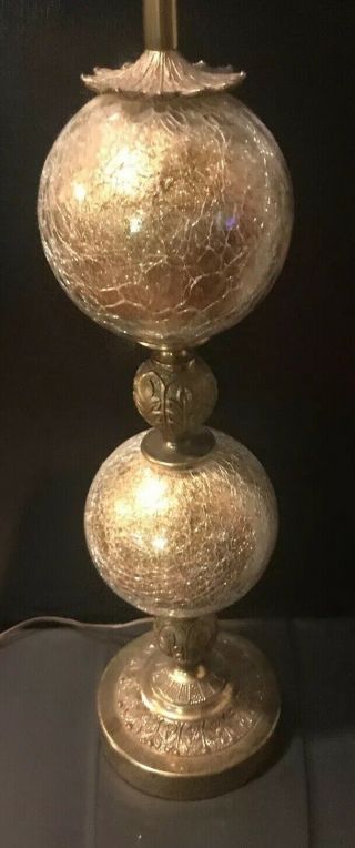 Vintage Hollywood Regency Mid Century Gold Glass Brass Large Table Lamp Gilt