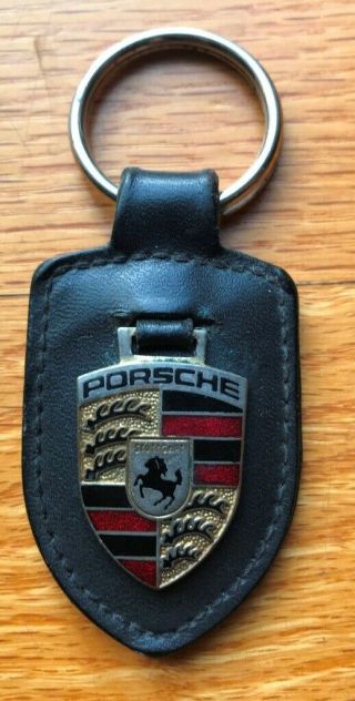 Vintage Porsche Leather Key Ring Fob 911