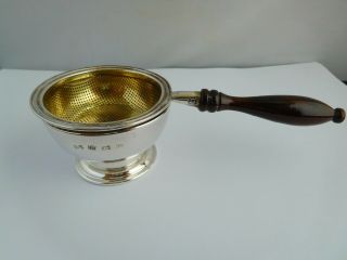 Good Quality Vintage English Sterling Silver Tea Strainer And Drip Bowl