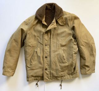 Vintage Wwii Usn Navy Deck Jacket N - 1 Coat Ww2