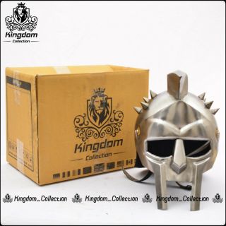Gladiator Helmet Medieval Roman Greek Spartan Armor With Wooden Stand