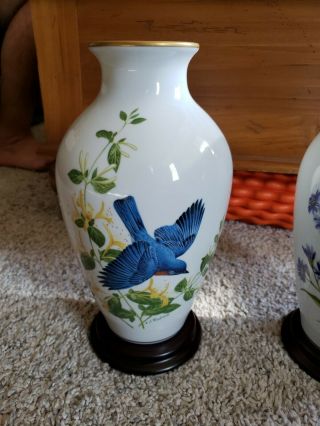 Bluebirds Porcelain 11.  5 " Vase By A J Rudisill
