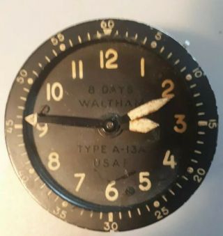 Usaf Military Waltham Aircraft Airplane 8 Days Clock,  Type A - 13a,  Not
