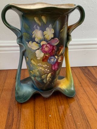 Antique Royal Bonn Franz Mehlem Germany Hand Painted Floral Vase
