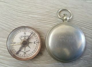 Ww1 Military Pocket Compass Engineer Dept 1918 Usanite Vintage