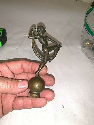 Vintage Bronze Art Deco Nude Figural Lamp Finial 2