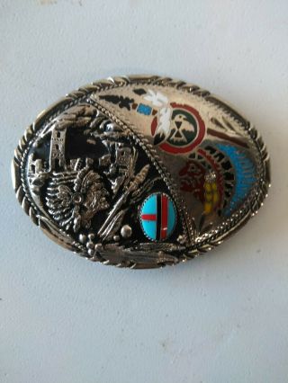 Vintage Handmade Silver And Turquoise Native American/ Indian Belt Buckle