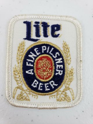Vintage Miller Lite A Fine Pilsner Beer Iron On Jacket Hat Shirt Patch 2 " X 2.  5 "