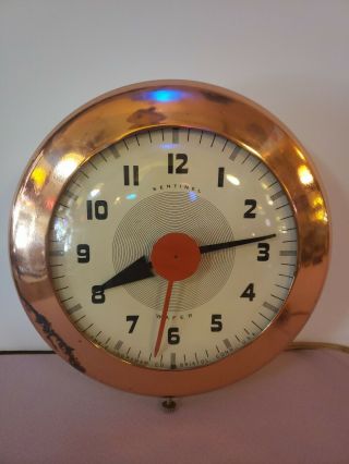 Vtg Retro Art Deco Wafer Sentinel Electric Wall Clock Sk174