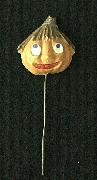 Pumpkin Jack O’ Lantern W/ Cornstalk Hat Stick Pin German Vintage Jewelry