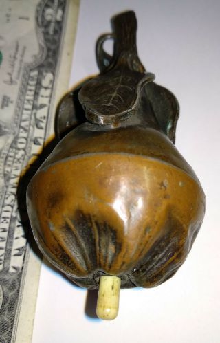 Antique Art Nouveau Metal Leaves Call Bell Push Button Ringer