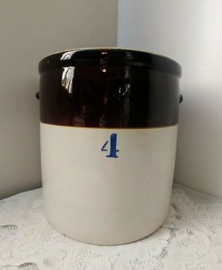 Vintage Antique 4 Gallon Stoneware Pottery Crock W/handles 3 Colors Primitive