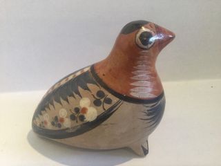 Vintage 4 " Tonala Folk Art Mexican Pottery Bird Made In Mexico