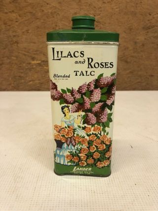 Vintage Lander Lilacs And Roses Blended Talc Tin Usa